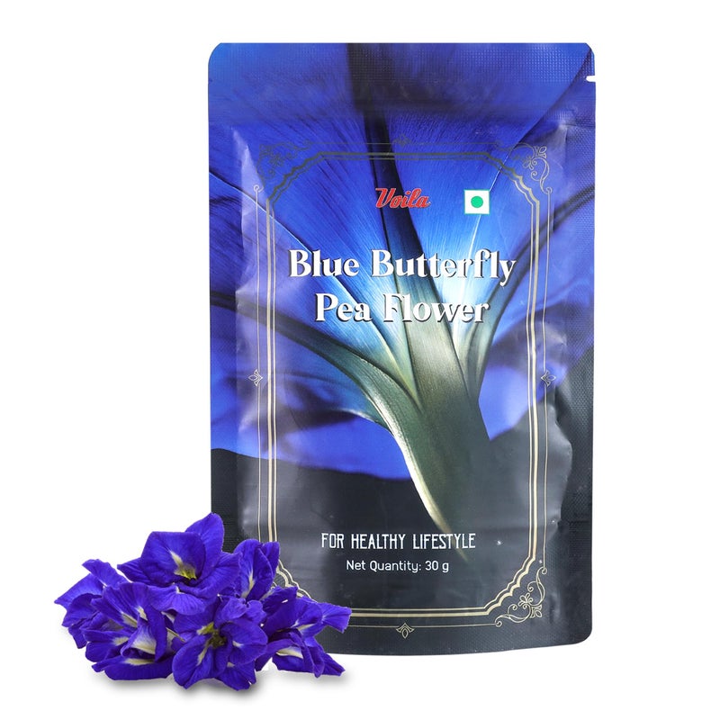 Voila Blue Butterfly Pea Flower 30 gm | Caffeine Free | Rich in Anti-Oxidants | Aids with Weight Management| Ideal for Tea and Cocktail Infusions - Image 1