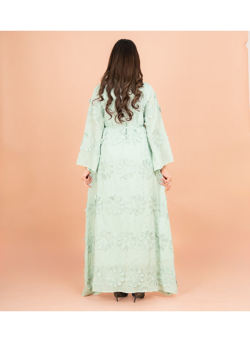 اكسا جلابية مودرن مندرين كولار زهور ثلاثية الأبعاد - Image 4