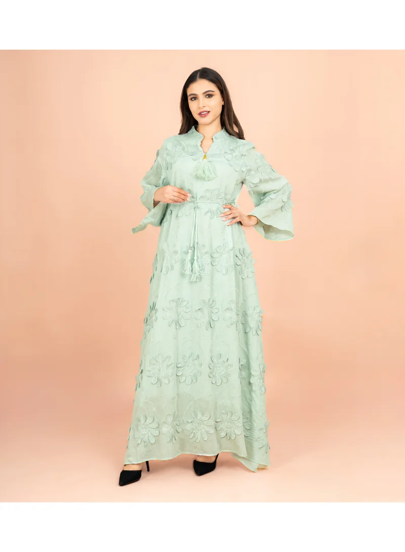 اكسا جلابية مودرن مندرين كولار زهور ثلاثية الأبعاد