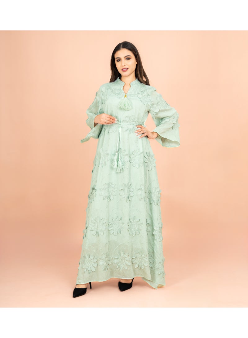 اكسا جلابية مودرن مندرين كولار زهور ثلاثية الأبعاد - Image 1