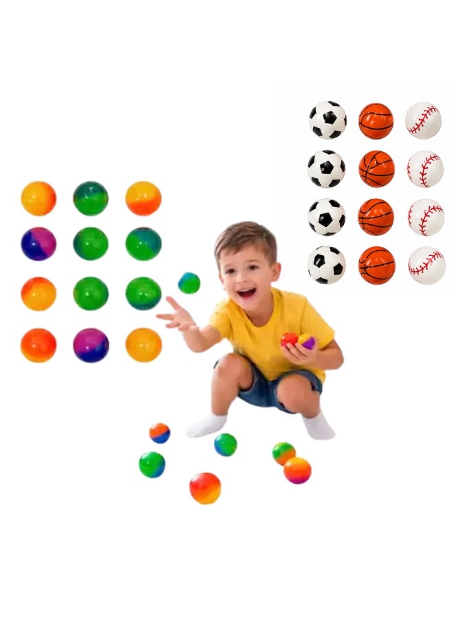 12 Pcs Colorful Rubber Bouncy Balls for Kids, Super High Bounce Small Balls Bulk Pack, Mini Multicolor Bouncing Balls for Party Favors, Classroom Rewards, Goodie Bag Fillers, Outdoor Indoor Play Toys for Boys Girls - Image 1