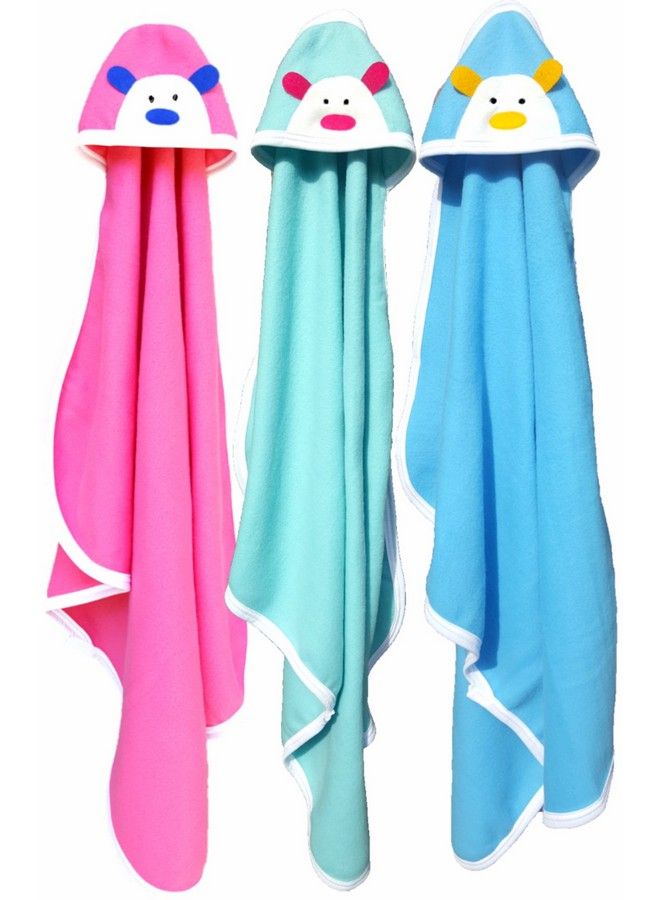 Brandonn Newborn Original 3Pcs. Big Size (36 X 27) Cute Baby Blankets For Babies (Blue Hotpink C Green; Pack Of 3) - Image 2