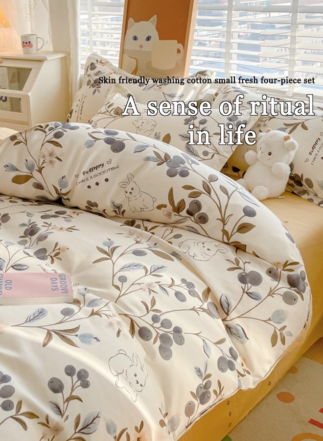 4-Piece Cotton Bedding Set 200×230cm – Flowers/animals, Includes Duvet Cover, Sheet & Pillowcases  - Image 3