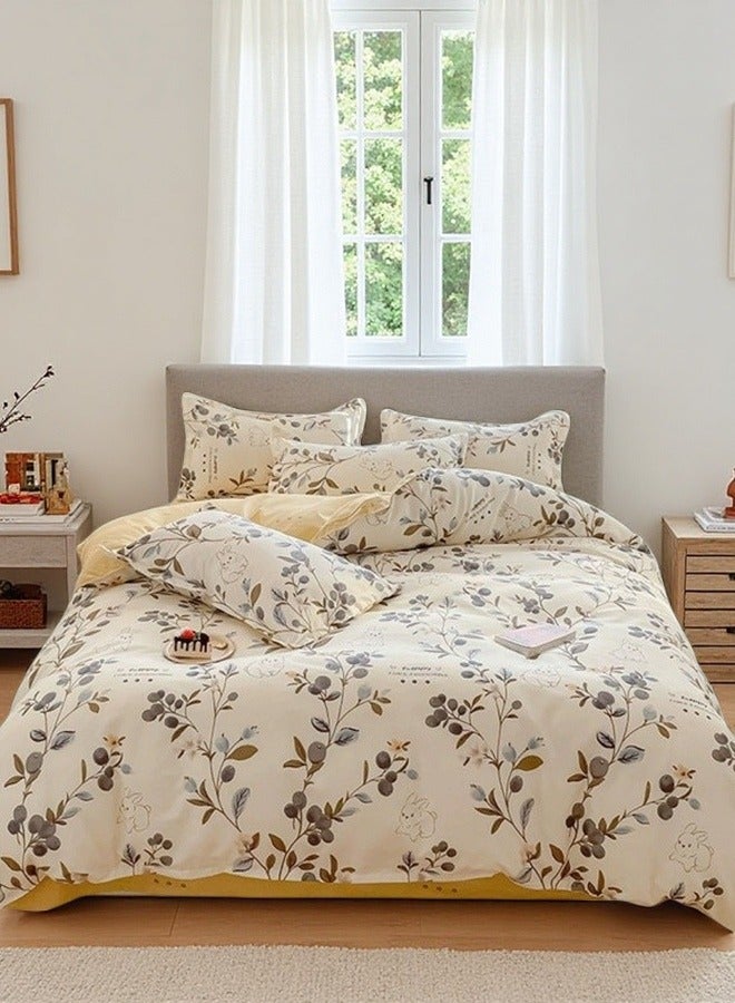 4-Piece Cotton Bedding Set 200×230cm – Flowers/animals, Includes Duvet Cover, Sheet & Pillowcases  - Image 1