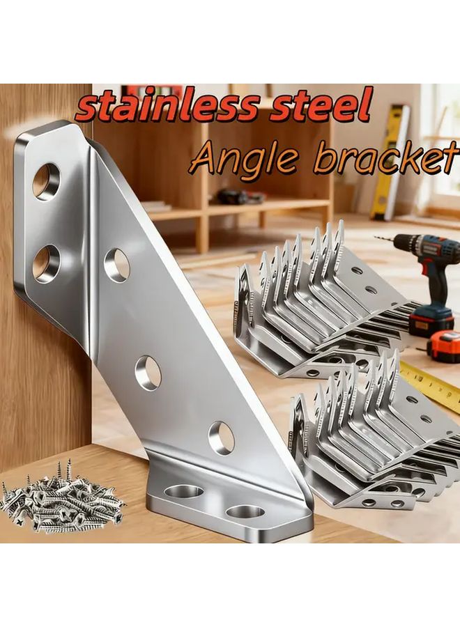 49 Pieces Heavy Duty Stainless Steel Corner Brackets 90 Degree Right Angle Support with Screws for Closet Fixed Shelves Home Cabinets Furniture - Image 1