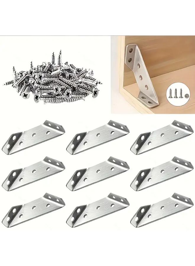 49 Pieces Heavy Duty Stainless Steel Corner Brackets 90 Degree Right Angle Support with Screws for Closet Fixed Shelves Home Cabinets Furniture - Image 5