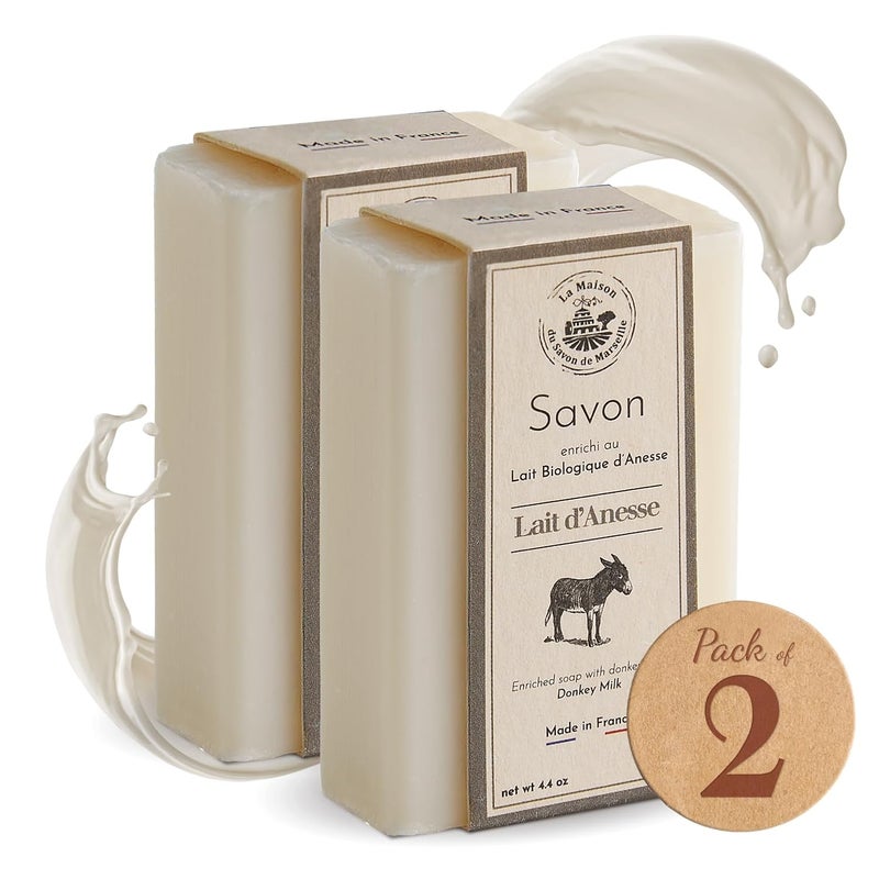 La Maison du Savon de Marseille La Maison du Savon Donkey Milk French Soap Bar Duo Moisturizing Hand Body Soap Bars Creamy Soft for Daily Use 98 Natural Ingredients Made in Provence 2 x 406 oz - Image 1