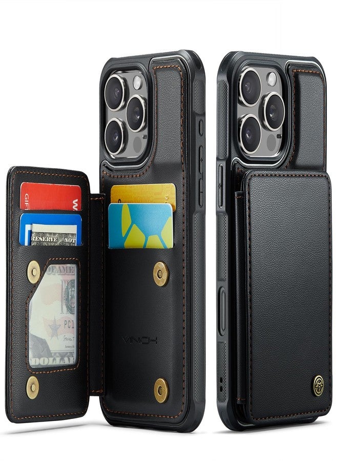 Vinich for iPhone 16 Pro Max Wallet Case with Card Holder, RFID Blocking Credit Slots Kickstand Shockproof Phone Cover Fit for iPhone 16 Pro Max 6.9" Black - Image 1
