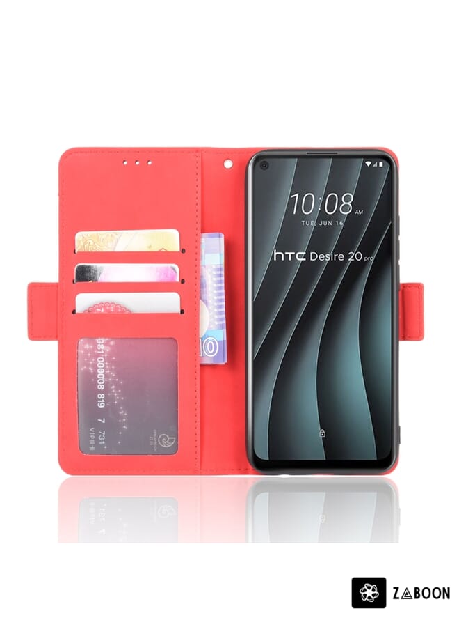 Zaboon Protective Case For HTC Desire 20 Pro Wallet Style Skin Feel Calf Pattern Leather Case ，with Separate Card Slot - Image 4