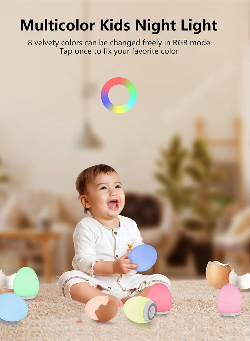 Captaintech Night Light for Kids, Baby Night Light with 8 Colors Changing & Dimming Function, Rechargeable Night Light with 1 Hour Timer & Touch Control, Up to 100H - Image 2