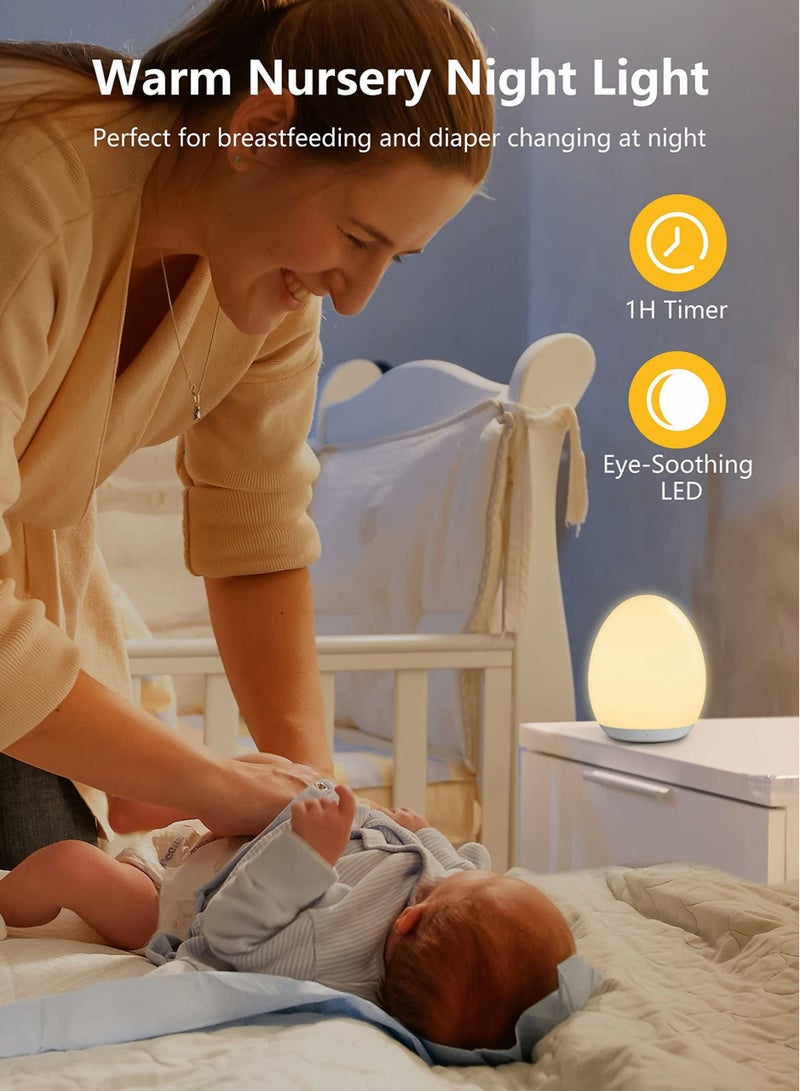 Captaintech Night Light for Kids, Baby Night Light with 8 Colors Changing & Dimming Function, Rechargeable Night Light with 1 Hour Timer & Touch Control, Up to 100H - Image 4