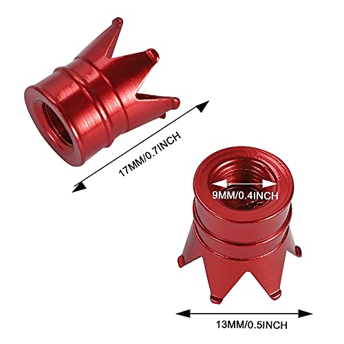 TOMALL Crown Tire Valve Stem Caps Universal Valve Caps 4pcs for Car Wheel Air Valve Dust Cover (Red) - Image 2