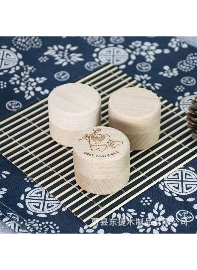 Creative Beech Deciduous Teeth Box Wooden Round Jewelry Ring Packaging Box Children's Replacement Teeth Deciduous Teeth Storage Box-Color:Dragon  - Image 2
