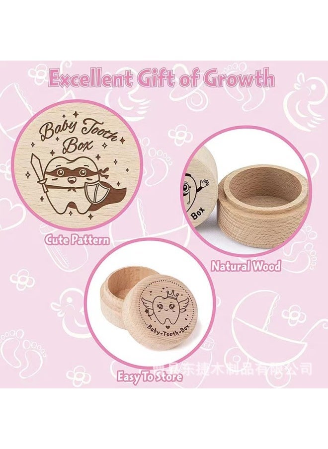 Creative Beech Deciduous Teeth Box Wooden Round Jewelry Ring Packaging Box Children's Replacement Teeth Deciduous Teeth Storage Box-Color:Dragon  - Image 5