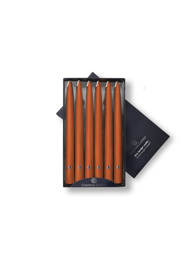 Colonial Candle Unscented Taper Candle, Handipt Collection, Pumpkin, 10 in, Pack of 12 - Up to 8 Hours Burn - Image 1