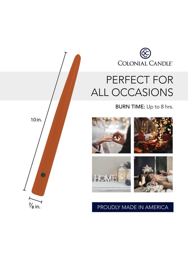 Colonial Candle Unscented Taper Candle, Handipt Collection, Pumpkin, 10 in, Pack of 12 - Up to 8 Hours Burn - Image 3