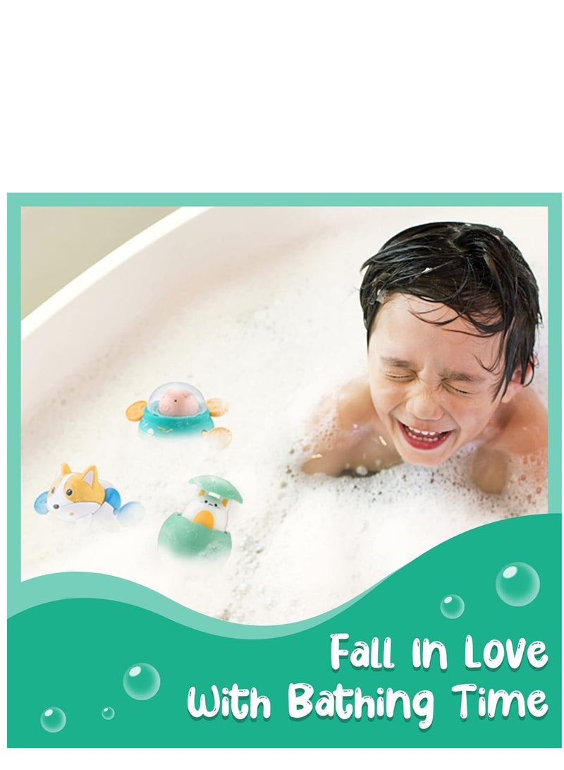 KASTWAVE Baby Bath Toys, Floating Wind Up Toys Spray Bathing Tub Fountain Toys for Toddlers 1-3, Shower and Floating Toys, Pool Bath Time Bathtub Pool Sprinkle Bath Toy for Kids Children, 3 Pack - Image 4