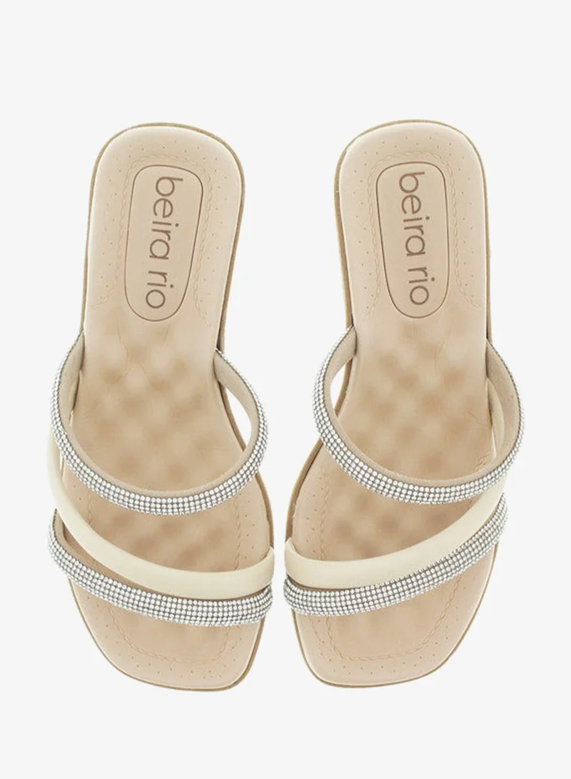 Beira Rio Cream Flat Sandals for Women – Stylish Ladies Flat Sandals & Comfortable Flat Slippers for Women | Best Price UAE