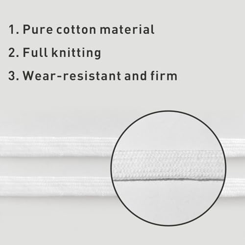 UamGlsob 5/16" Cotton Shoe Laces for Adidas Samba Classic Sneaker, 36"-63" Athletic Shoe Strings Shoelaces Replacement for Running Soccer Mens Shoes (White, 54"/140cm) - Image 3