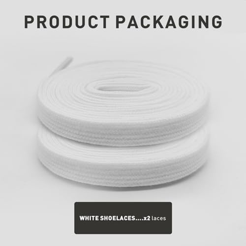 UamGlsob 5/16" Cotton Shoe Laces for Adidas Samba Classic Sneaker, 36"-63" Athletic Shoe Strings Shoelaces Replacement for Running Soccer Mens Shoes (White, 54"/140cm) - Image 2