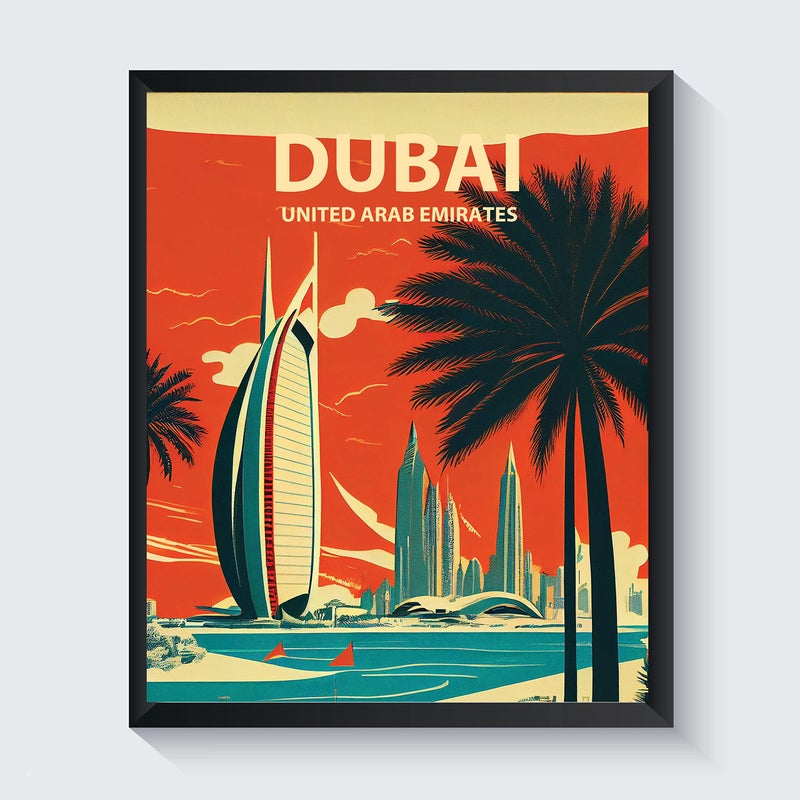HOME TROVE  Dubai Art Print Poster, United Arab Emirates Wall Art Painting Decor, Middel East Art Home Decor Artwork For Bedroom Living Room Bathroom Decor (Dubai, United Arab Emirates, 11x14 inches (Unframed)) - Image 1