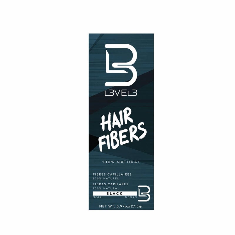 L3 Hair Fibers - Cover Bald Spot or Thinning Hair - Natural Looking Finish - Instant Grey Coverage and Thicker Hair (Black)