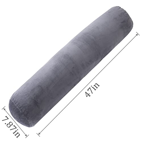 1 MIDDLE ONE Body Pillow for Adults, Bolster Pillow with Removable Velvet Cover, Long Round Cervical Roll Pillow, 47 x 7.87 Inches, Grey - Image 3