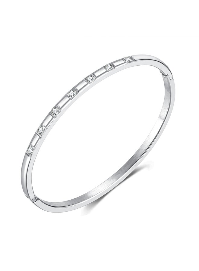 Fashionable And Elegant Bracelet For Women, Stainless Steel, Simple And High-End, Inlaid Zircon Bracelet - Image 1