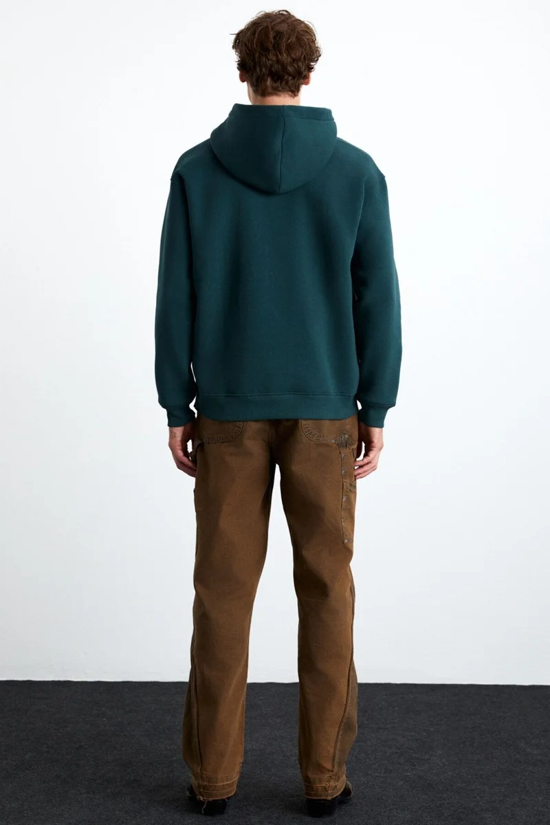 GRIMELANGE Pavle Men's Cotton-Polyester Hooded Green Sweatshirt