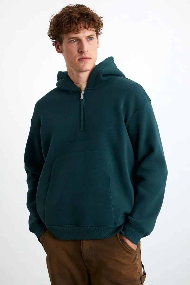 GRIMELANGE Pavle Men's Cotton-Polyester Hooded Green Sweatshirt
