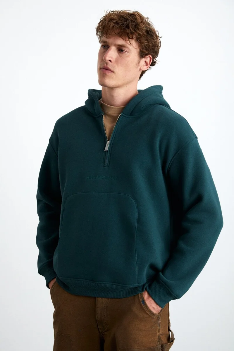 GRIMELANGE Pavle Men's Cotton-Polyester Hooded Green Sweatshirt