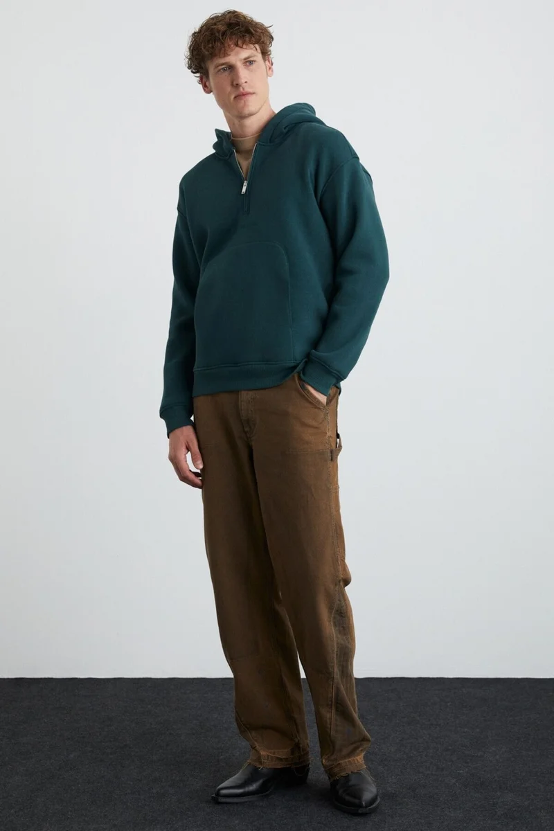 GRIMELANGE Pavle Men's Cotton-Polyester Hooded Green Sweatshirt