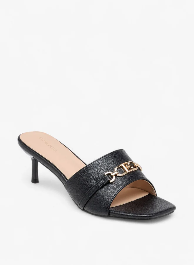 Flora Bella By Shoexpress Women Metal Accent Slip-On Sandals with Stiletto Heels