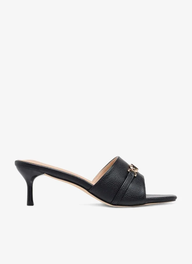 Flora Bella By Shoexpress Metal Accent Slip-On Sandals with Stiletto Heels