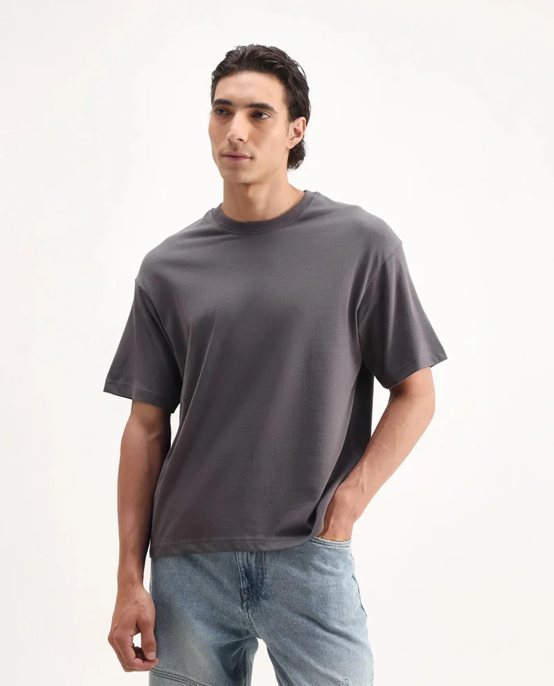 Rare Rabbit Men's Embroidered Oversized T-Shirt