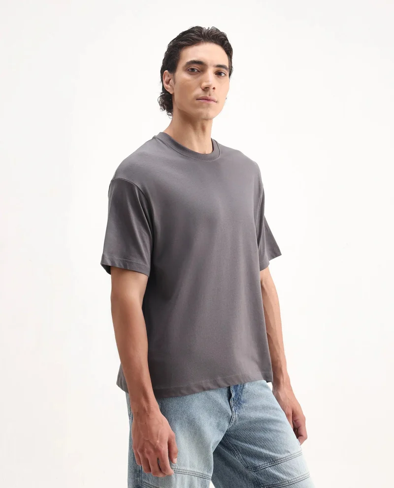 Rare Rabbit Men's Embroidered Oversized T-Shirt
