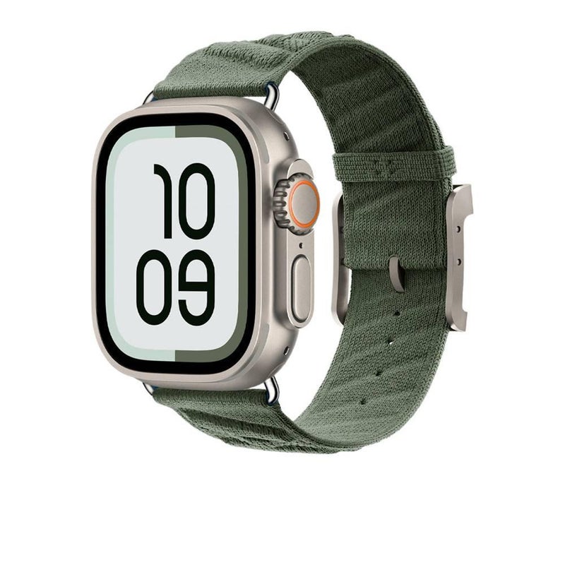 سوار ساعة ذكية سوار نايلون حلقي متوافق مع Apple Watch 38/40/41/42/44/45/49mm بملاءمة قابلة للتعديل وحزام بديل باللون أخضر قابل للتعديل - Image 1