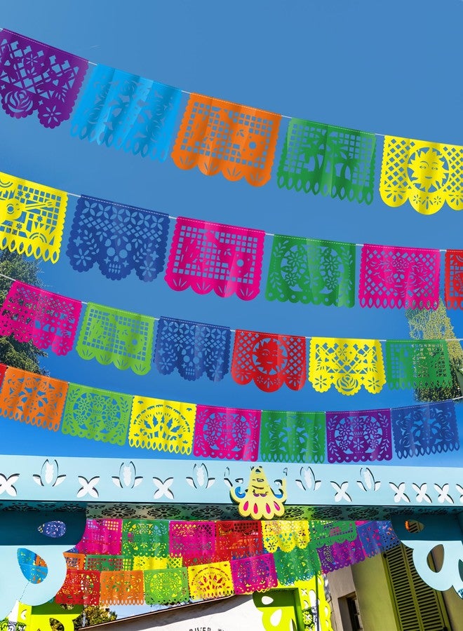 Heartome 12 Pack Cinco De Mayo Banner, 216 FT Fiesta Banner Mexican Party Decorations Plastic Papel Picado Double Side Indoor Outdoor Home Yard String Flags Dia De Los Muertos Day of the Dead Hanging Decor - Image 4