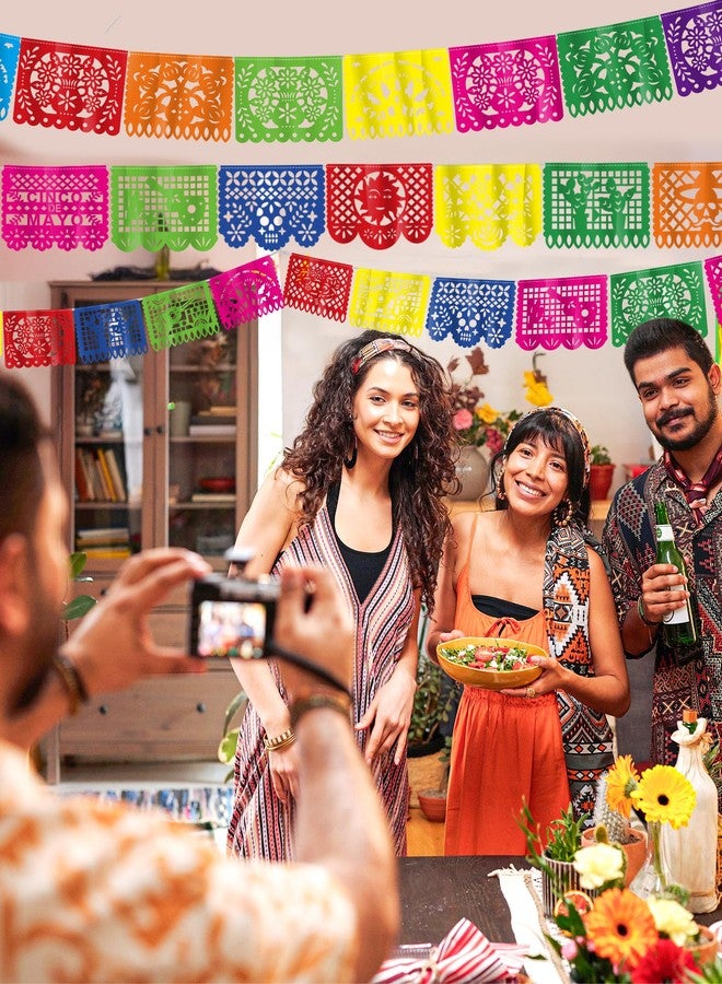 Heartome 12 Pack Cinco De Mayo Banner, 216 FT Fiesta Banner Mexican Party Decorations Plastic Papel Picado Double Side Indoor Outdoor Home Yard String Flags Dia De Los Muertos Day of the Dead Hanging Decor - Image 5