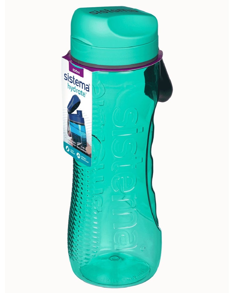 sistema زجاجة ماء نشطة سستما 800 مل تريتان، خالية من BPA، زجاجة رياضية مانعة للتسرب للمدرسة، الأطفال، البالغين، المكتب، السفر، الصالة الرياضية والأنشطة الخارجية - أخضر - Image 1