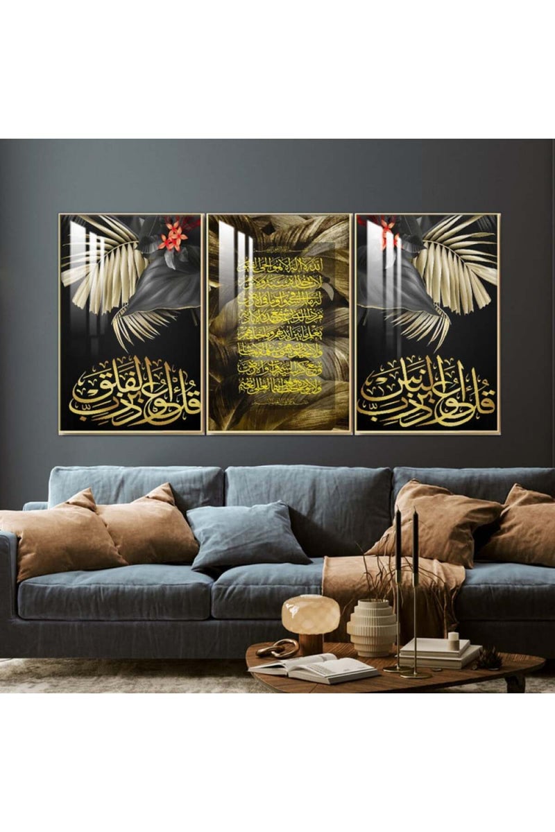 Marktna Three wooden wall painting with a frame and a clear acrylic layer - Image 1