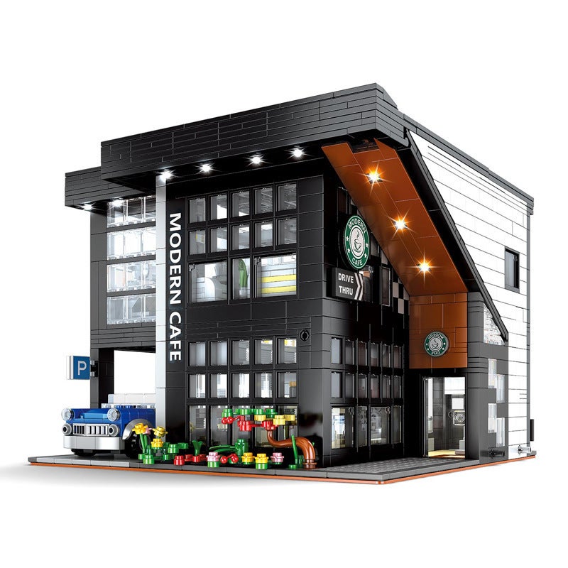 طقم مكعبات بناء تعليمي لشارع الكافيه بتصميم MOC - Image 5