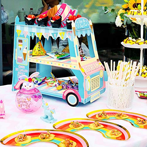 Aooba Van Cake Stand - Baby Shower, Birthday Party Supplies Table Centerpiece Decor - 3 Tier Ice Cream Cart Cake Cupcake Stand - Image 4