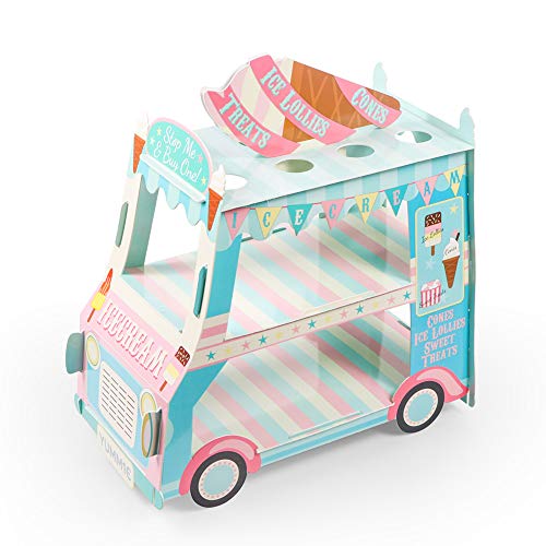 Aooba Van Cake Stand - Baby Shower, Birthday Party Supplies Table Centerpiece Decor - 3 Tier Ice Cream Cart Cake Cupcake Stand - Image 5