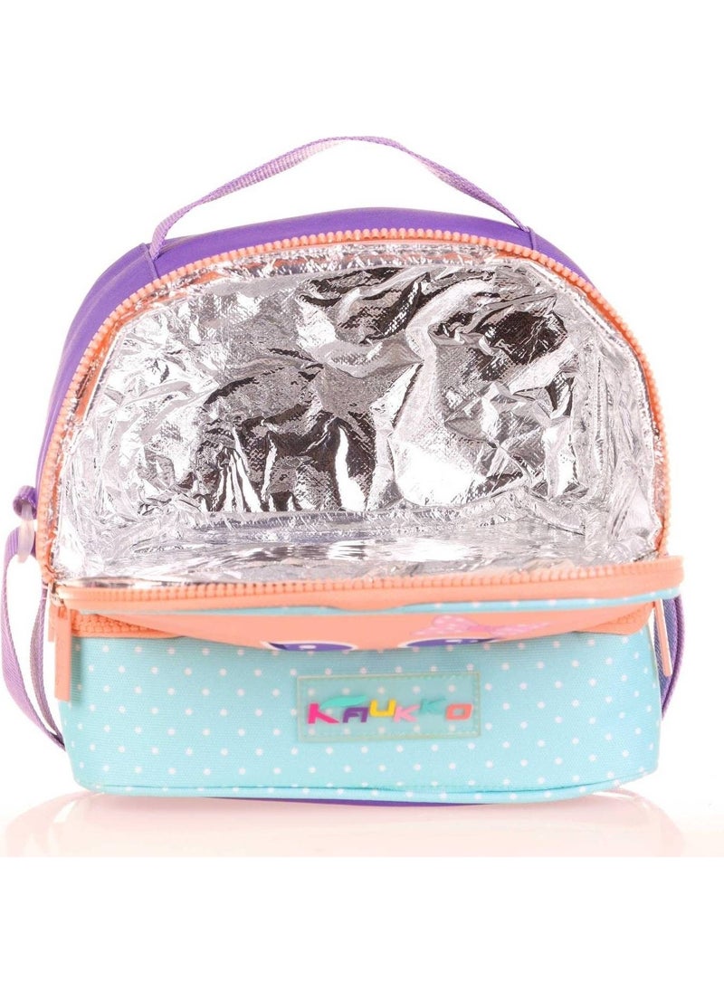 KAUKKO - Kids Two Compartment Thermal Insulated Girl Cute Cat Multicolored Lunch Box - Image 1