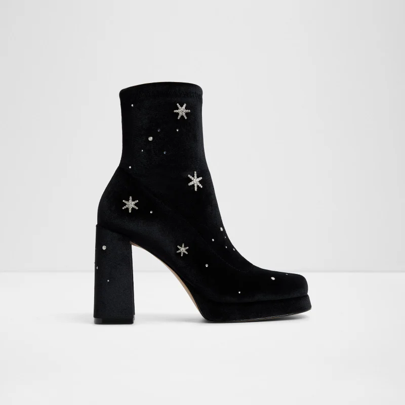 STARRIE Embellished Block Heel Ankle Boots