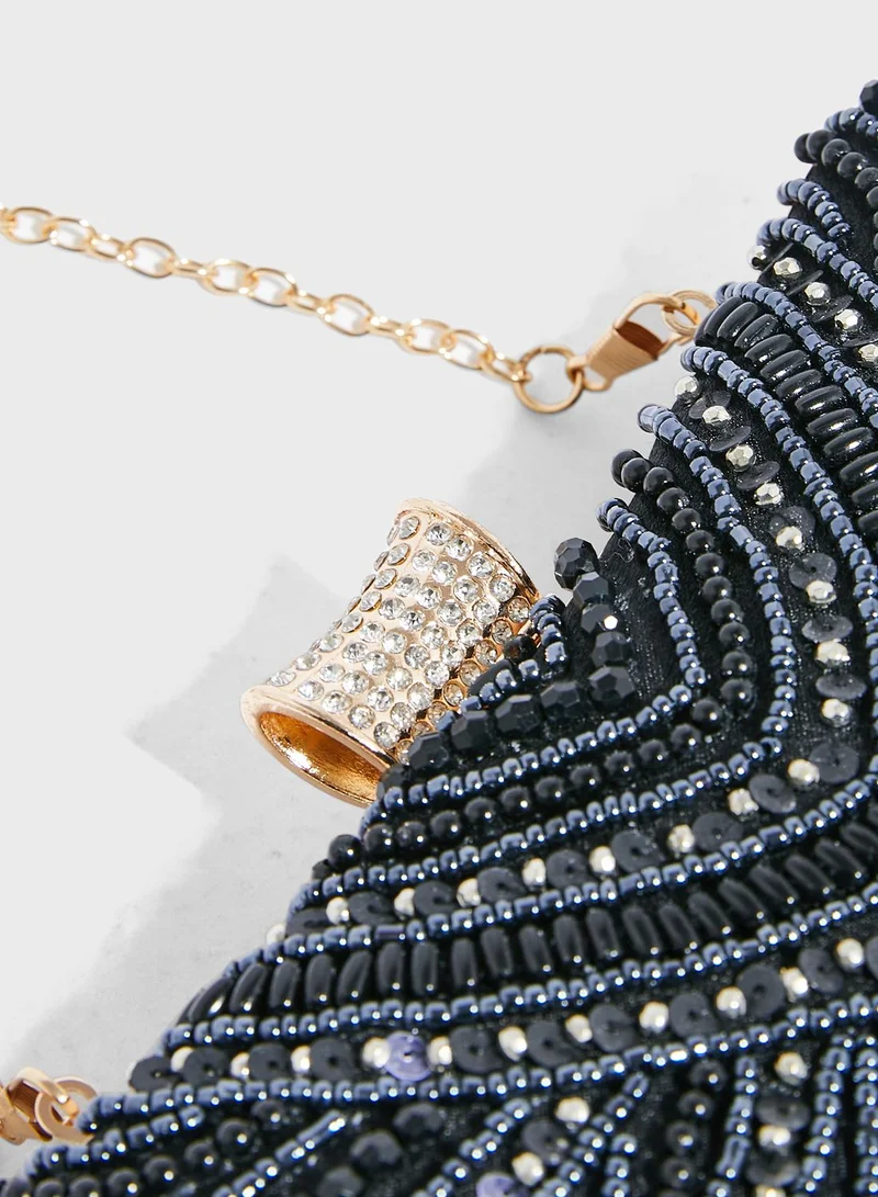 Khizana Pearl Beaded Clutch Evening Bag