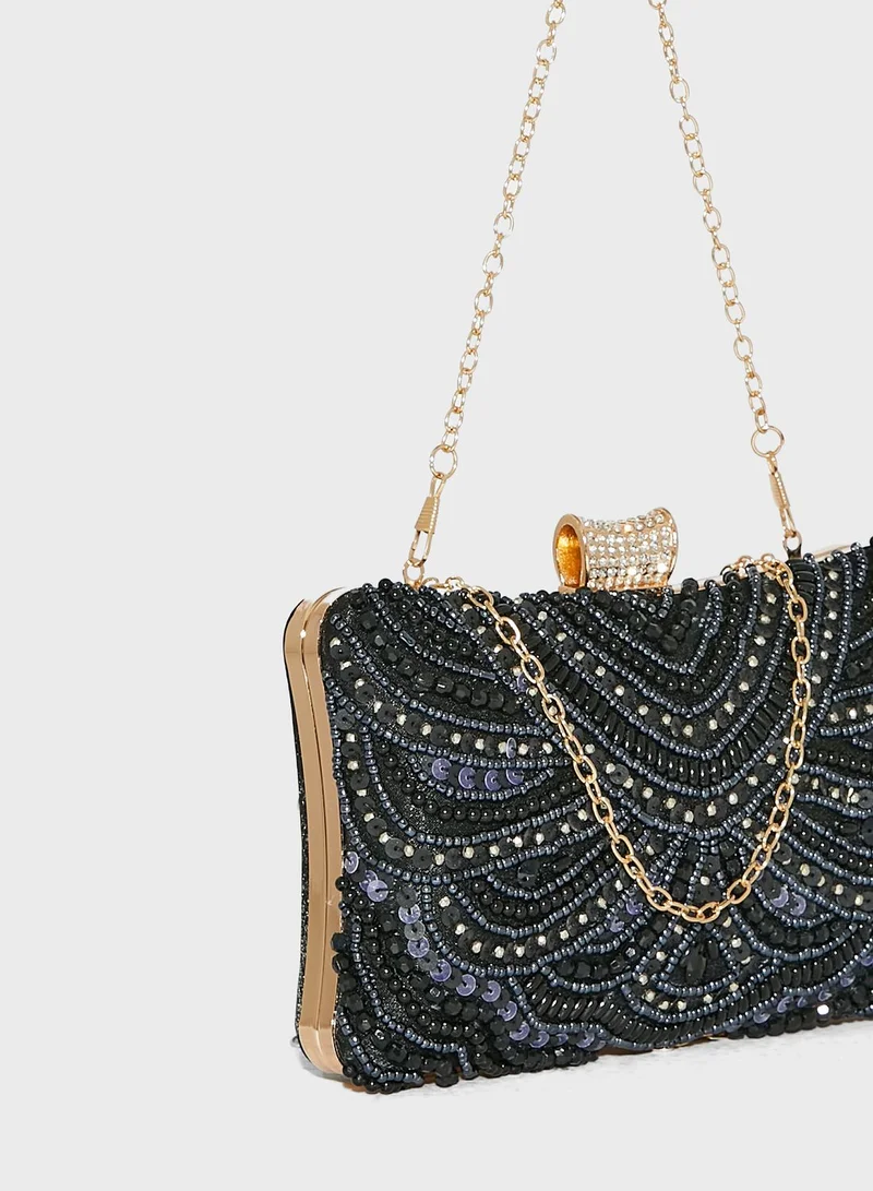Khizana Pearl Beaded Clutch Evening Bag