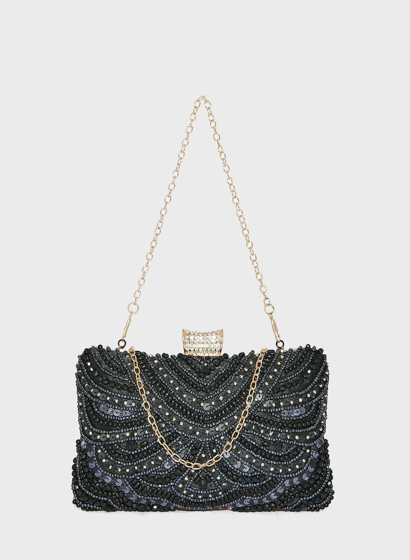 Khizana Pearl Beaded Clutch Evening Bag
