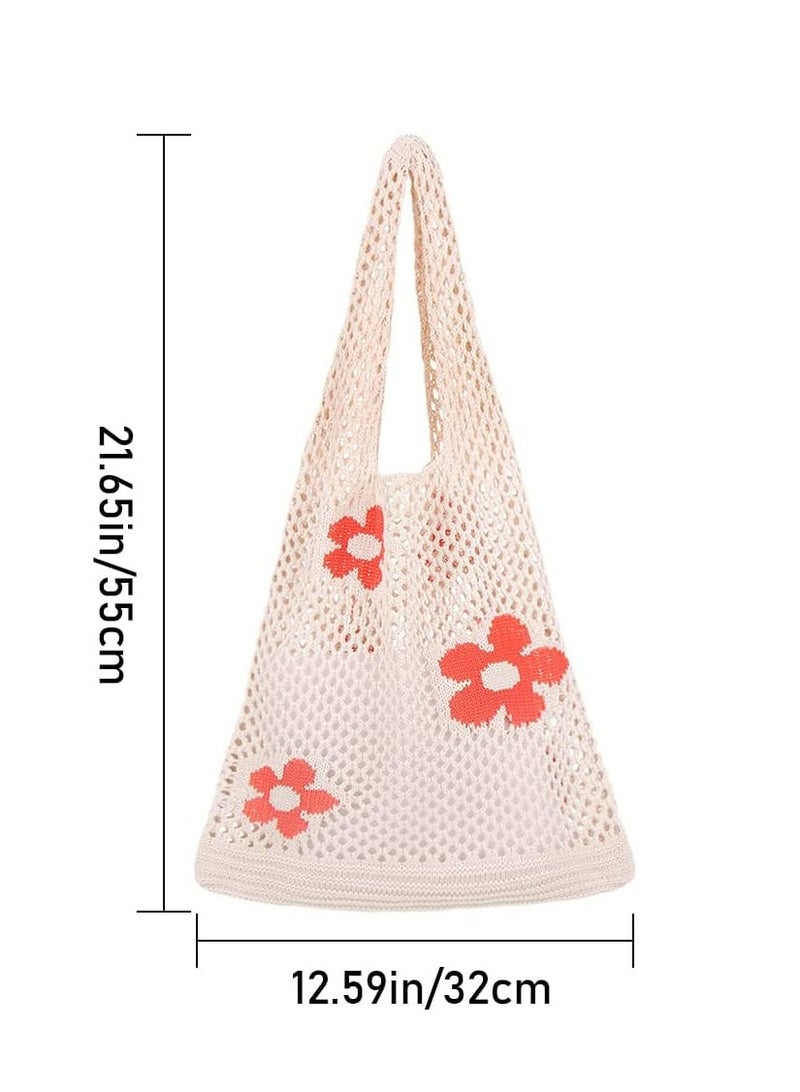 Oasisgalore Crochet Tote Bag Mesh Beach Bag Aesthetic Shoulder Bag Y2k Purse for Women Girls  - Image 2